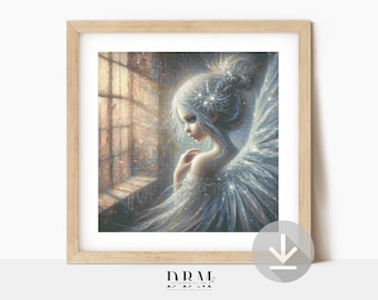 Kruissteekpatroon winterfee | Kerstmuurkunst | Directe pdf-download