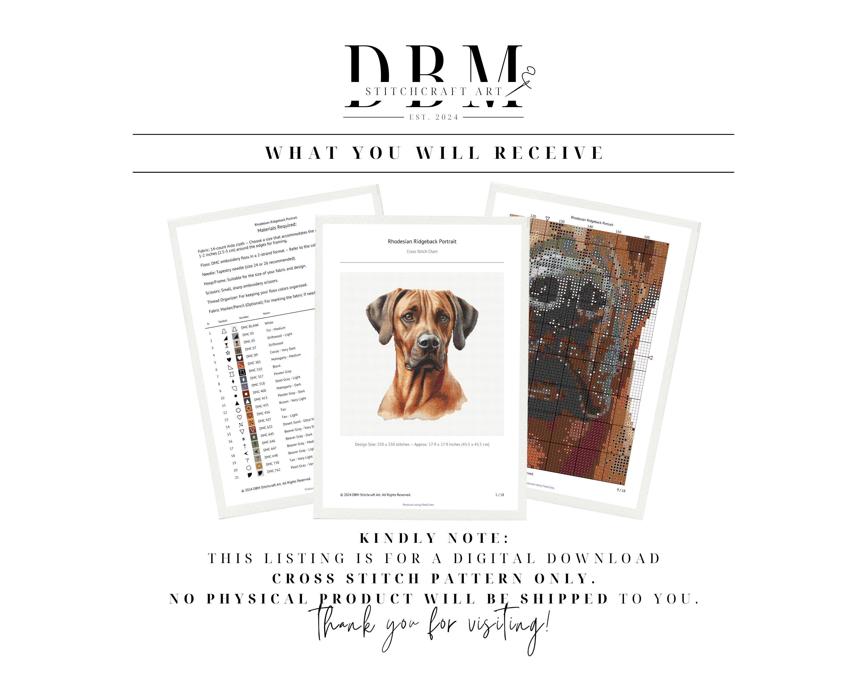 Rhodesian Ridgeback Back Pattern Rhodesian Ridgeback Cross Stitch Pattern | Dog Portrait | PDF Guide ...