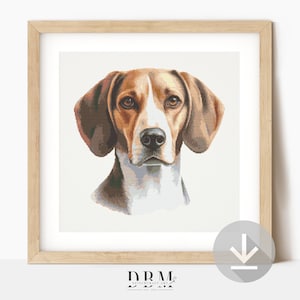 American Foxhound Cross Stitch Pattern | Dog Portrait | PDF Guide | Digital Download