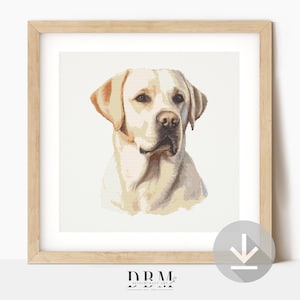 Patrón de punto de cruz de Labrador Retriever / Retrato de perro para pared / Descarga instantánea en PDF