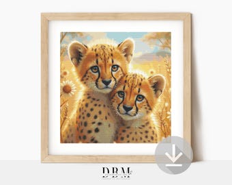 Cheetah Cross Stitch Pattern | African Wildlife Wall Art | Instant PDF Download