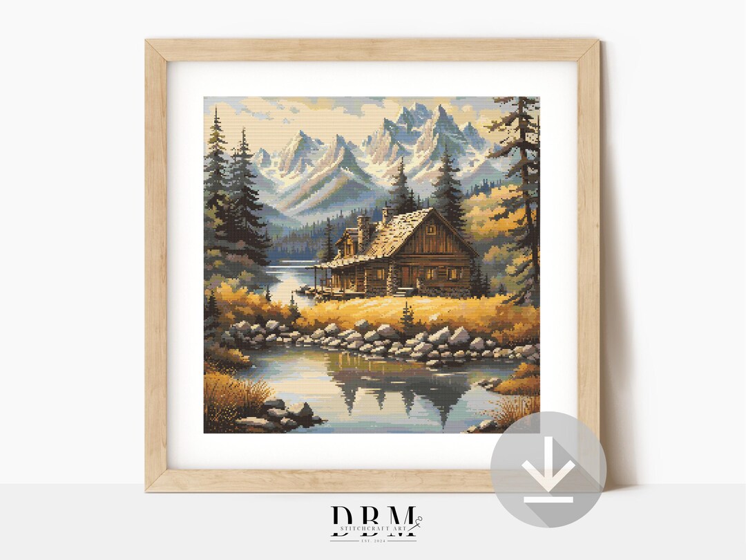 Woodland Cabin Cross Stitch Pattern PDF Guide Digital Download Cross ...