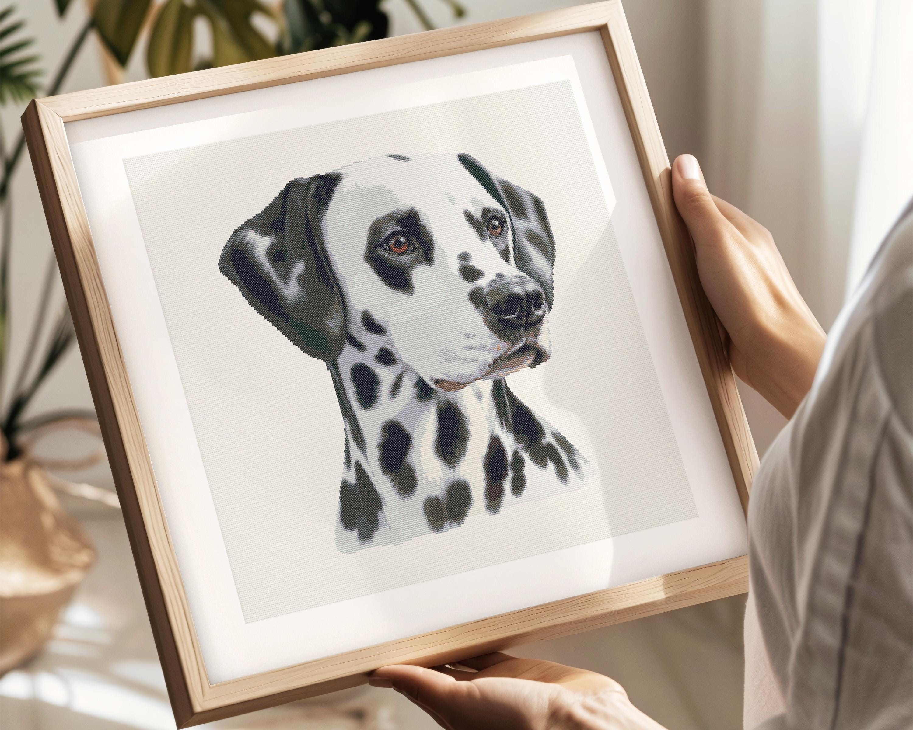 ダルメシアンのクロスステッチパターン｜犬の肖像画ウォールアート