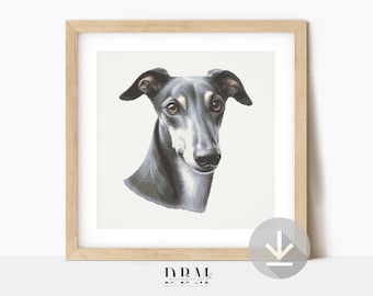 Greyhound Cross Stitch Pattern | Dog Portrait Wall Art | Instant PDF Download