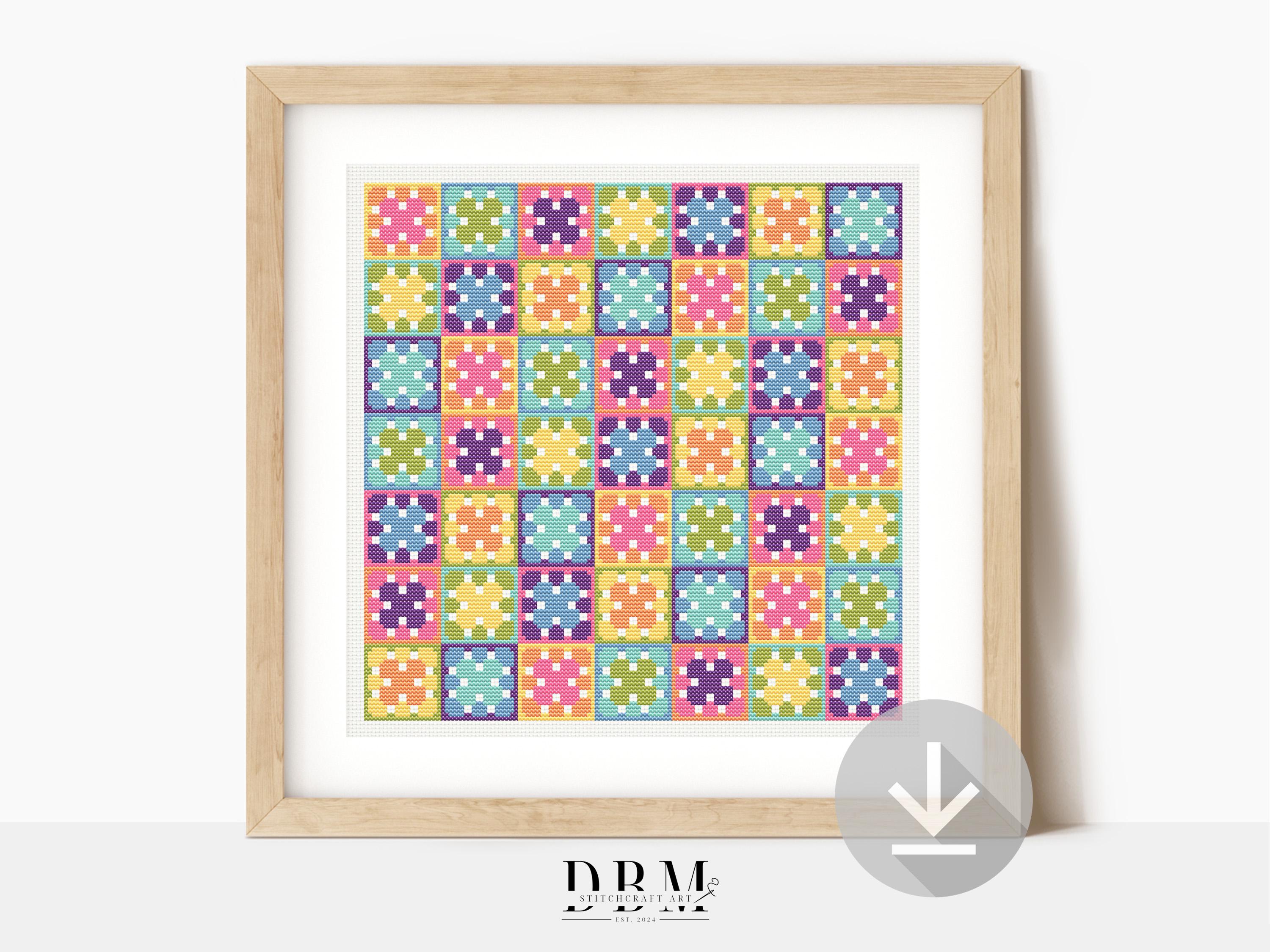 30 Cross Crochet Patterns: Elegant, Meaningful Designs for Bookmarks, Afghans, and Gifts 2 Mini Granny Square Cross Stitch Pattern Pastel Rainbow