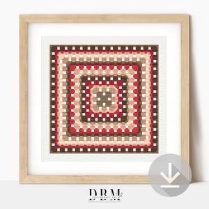 Granny Square Cross Stitch Pattern | Valentine Vibes Motif | PDF Guide | Digital Download | Cross Stitch Wall Art | Beginner Cross Stitch