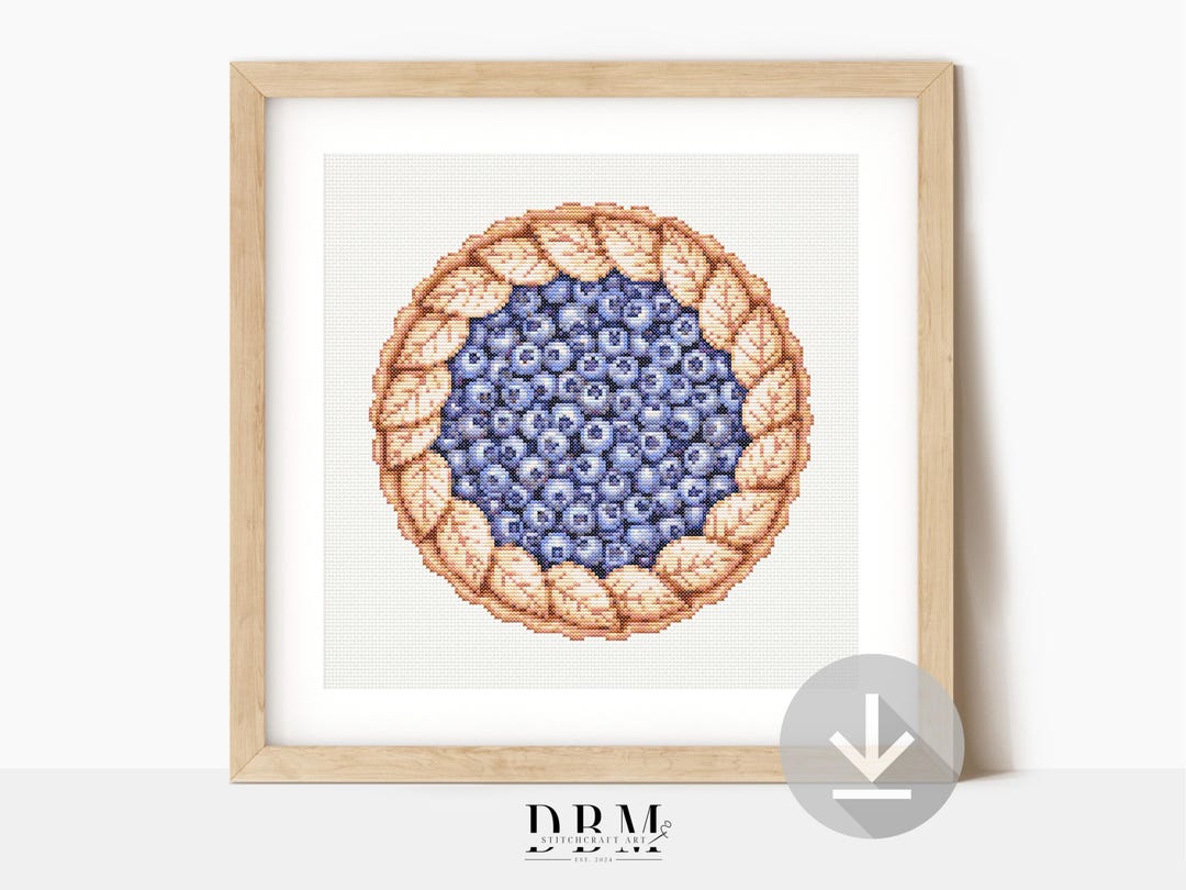 Blueberry Pie Cross Stitch Pattern | Dessert Wall Art | PDF Instant ...