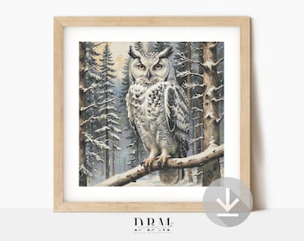 Winter Owl Cross Stitch Pattern | Woodland Bird Wall Art | Instant PDF Download