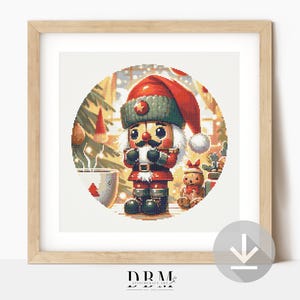 Nutcracker Cross Stitch Pattern | Cozy Christmas Cocoa | PDF Guide | Digital Download