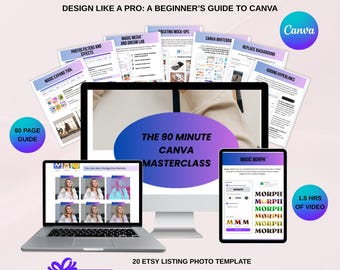 Canva Masterclass Guide 60 Seiten | Design wie ein Profi, Tutorial PDF, bearbeitbare Canva-Vorlage