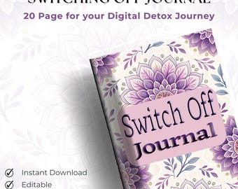 Digitales Detox Journal, 45 Tage Mindfulness Challenge, Bildschirmzeit Tracker (digitaler Download)