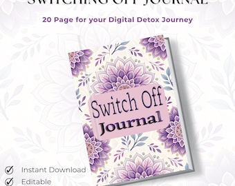 Switch Off Journal, 45 Day Digital Detox, Mindfulness, Screen Time Tracker (Instant Download)