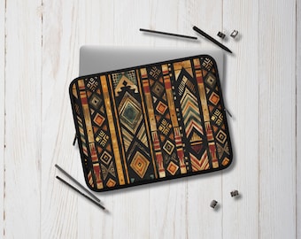 Stammes- afrikanische geometrische Laptop-Hülle ethnisches Muster Neopren-Schutzhülle Boho Kulturelles Geschenk Laptop-Tasche