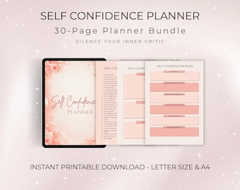 Selbstvertrauen & Mindset Digitaler Planer, bearbeitbare Canva Vorlage für persönliches Wachstum | Professionelles Wellness Journal und Habit Tracker