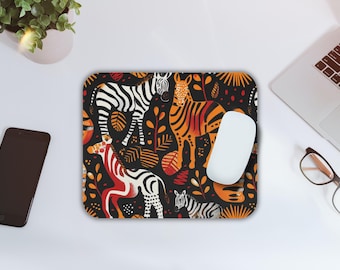 Mauspad mit Zebra-Motiv, afrikanisches Wildtier-Schreibtischaccessoire, Boho-Tierdruck, Bürogeschenk für Sie und Ihn