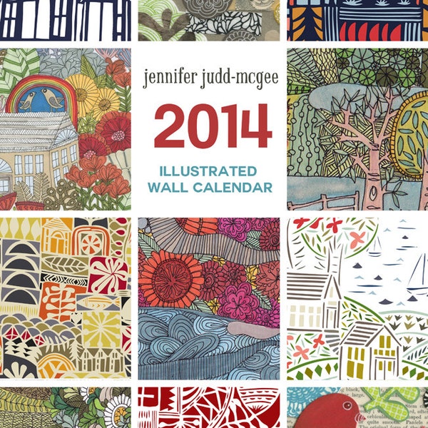 SALE -  50% off 2014 illustrated wall calendar