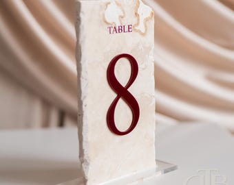 Natural Travertine Stone Table Numbers | Grecian Wedding Decor, Luxury Signs