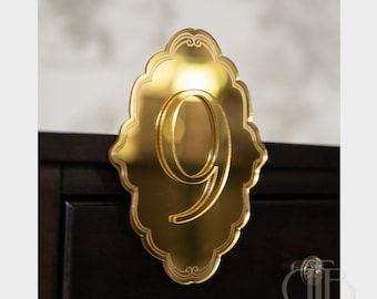 Ornate Mirror Acrylic Table Numbers | Luxury Wedding Reception Decor