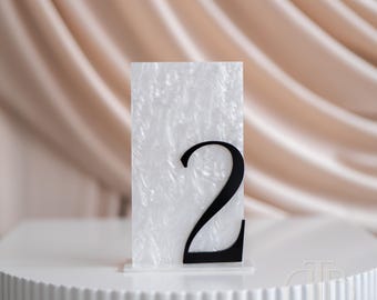 Pearl Acrylic Wedding Table Numbers | Modern Elegant Reception Decor