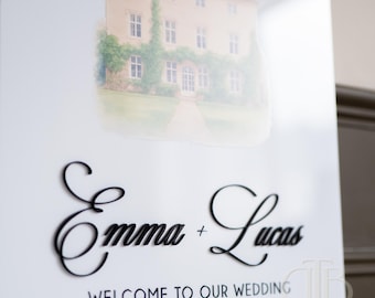 Personalised Wedding Welcome Sign | Venue Illustration, Elegant Acrylic Decor