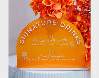 Sunset Vibes Acrylic Bar Menu Sign | Modern Wedding Reception Signage
