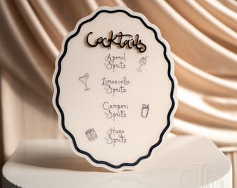 Pearl Acrylic Cocktail Bar Sign | Personalised Wedding Menu Decor