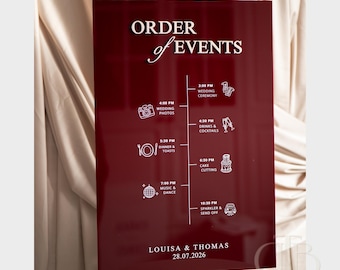 Personalised Acrylic Wedding Order of Events Sign | Elegant Timeline Board