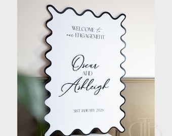 Personalised Acrylic Wedding Welcome Sign | Minimalist Classic Black White Decor
