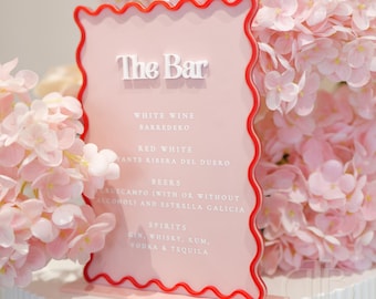 Personalised Acrylic Cocktail Bar Sign | Modern Wedding Bar Menu Decor