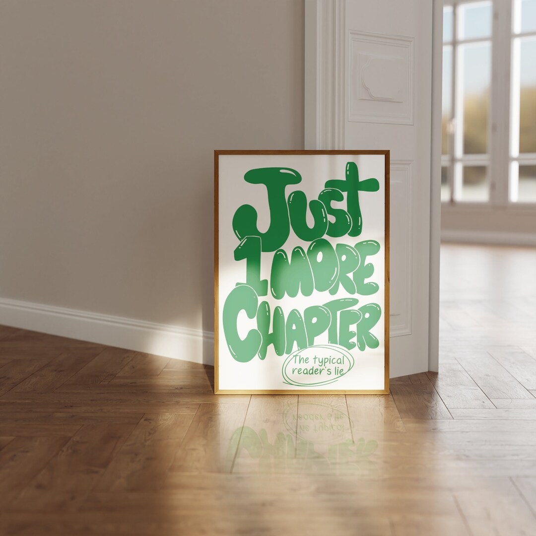 Bookish Printable Art Wall for Book Lovers, Green Bold Hand Lettering ...