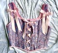 Vintage Corset Top for women pink floral Corset