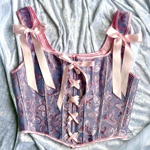 Vintage Corset Top for women pink floral Corset