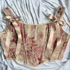 Vintage Corset Top for women pink floral Corset