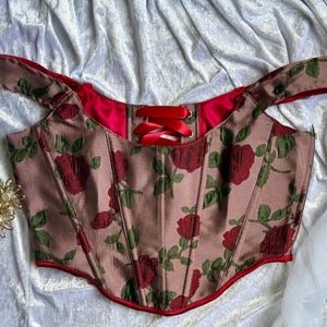 Vintage Corset Top for women Red Rose Corset