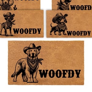 Cowboy Dog Doormat, Western Door Mat, Dog Breed Doormat, Dog Lovers Gift, Welcome Doormat, Housewarming Gift, Dog Doormat, Coir Doormat