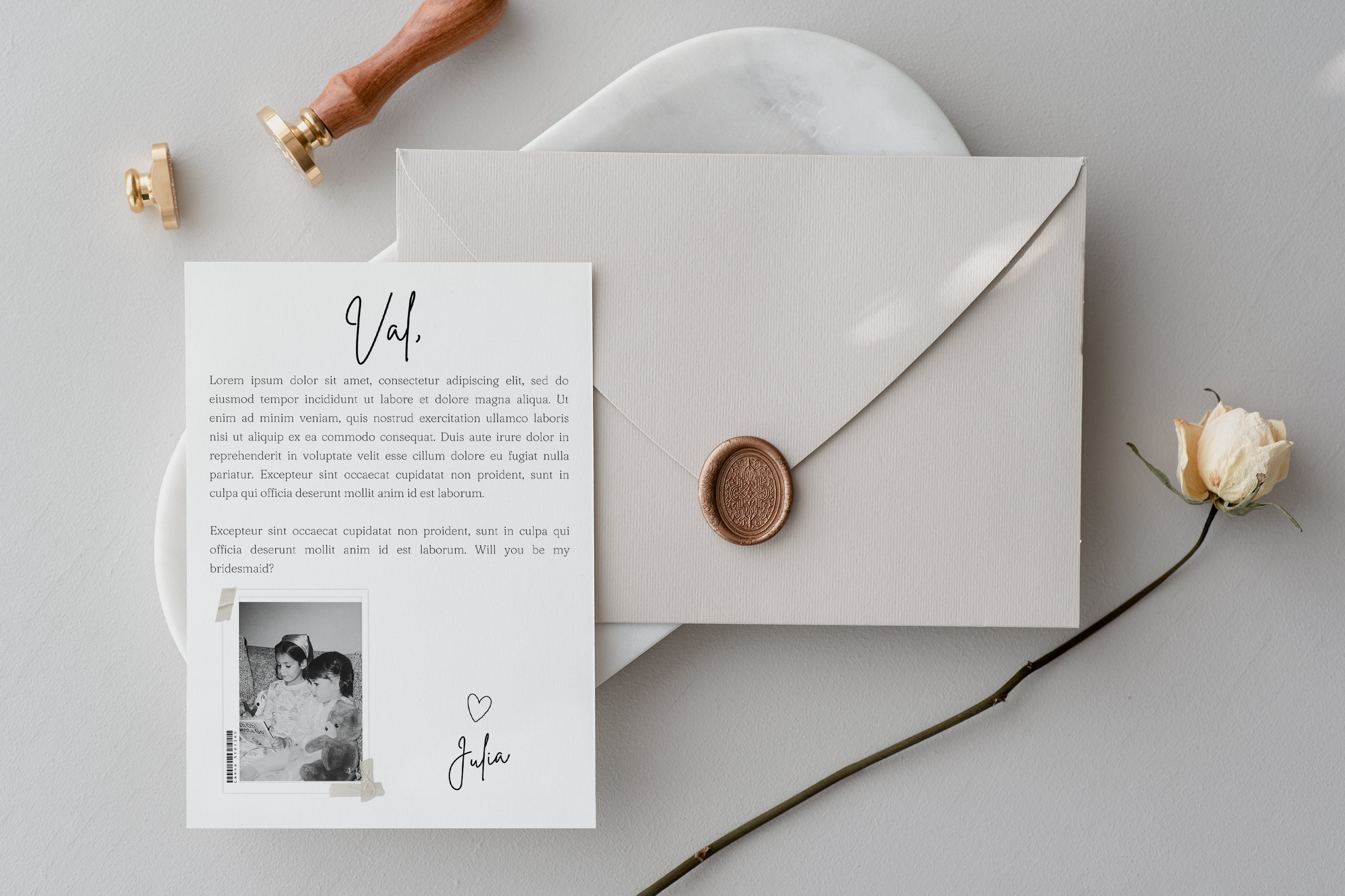 Vintage Photo Bridesmaid Proposal Letter Template, Printable Bridesmaid ...