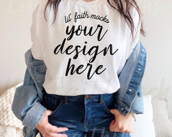 Comfort Colors 1717 White Tshirt Mockup, Oversized White T-Shirt Mockup, Comfort Colors Shirt Mockup Boho Shirt Mockup White tee Mockup