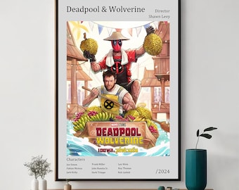 Deadpool & Wolverine Movie Poster, Unique Cinema Art, Fine Canvas Art Print, Perfect Gift for Film Enthusiasts, Home Decor