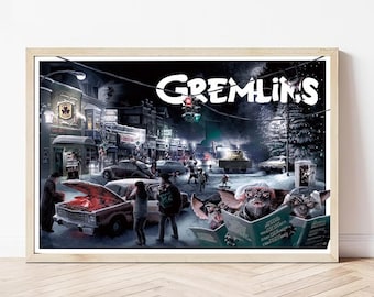 Póster de la película Gremlins, arte cinematográfico único, impresión en lienzo de alta calidad, regalo perfecto para cinéfilos, decoración del hogar.