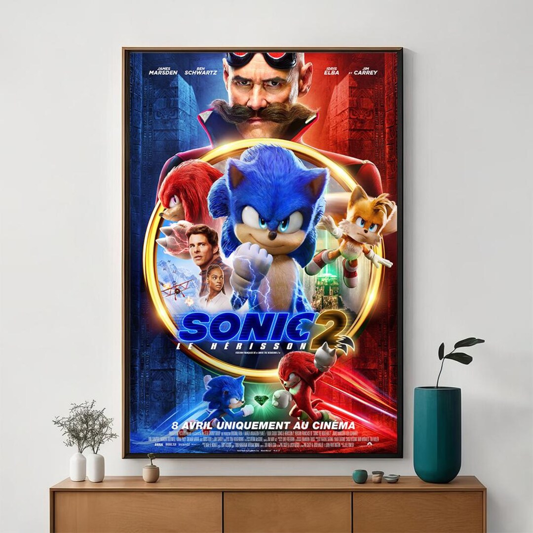 Sonic the Hedgehog 2 Movie Poster, Unique Cinema Art, Fine Canvas Art ...