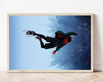 Spider-Man Into the Spider-Verse Movie Poster, Unique Cinema Art, Fine Canvas Art Print, Perfect Gift for Film Enthusiasts, Home Decor