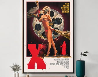 X Movie Poster, Unique Cinema Art, Fine Canvas Art Print, Perfect Gift for Film Enthusiasts, Home Decor