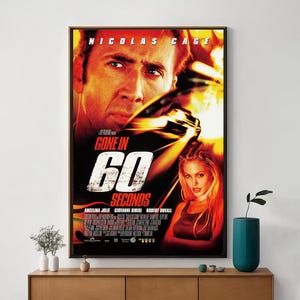 Gone in 60 Seconds Movie Poster, Unique Cinema Art, Fine Canvas Art Print, Perfect Gift for Film Enthusiasts, Home Decor