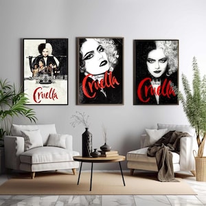 Póster de la película Cruella, arte cinematográfico único, impresión artística en lienzo fino, regalo perfecto para entusiastas del cine, decoración del hogar