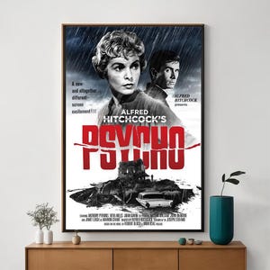 Psycho Movie Poster, Unique Cinema Art, Fine Canvas Art Print, Perfect Gift for Film Enthusiasts, Home Decor