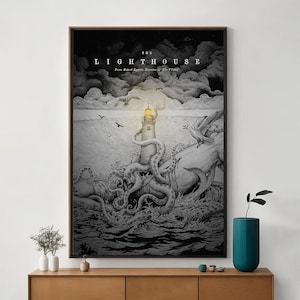 Pôster do filme "The Lighthouse", arte cinematográfica exclusiva, impressão em tela fina, presente perfeito para cinéfilos, decoração para casa