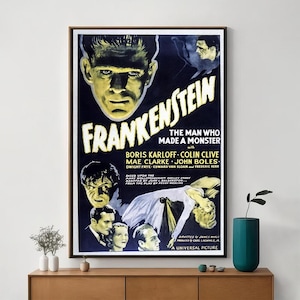 Frankenstein Movie Poster, Unique Cinema Art, Fine Canvas Art Print, Perfect Gift for Film Enthusiasts, Home Decor