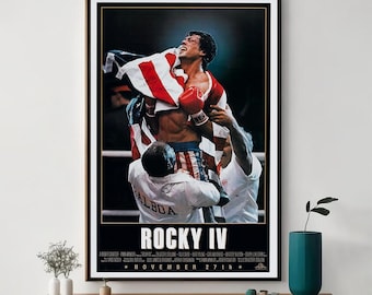 Affiche de film Rocky IV, oeuvre d'art cinématographique unique, impression d'art sur toile fine, cadeau parfait pour les amateurs de cinéma, décoration d'intérieur