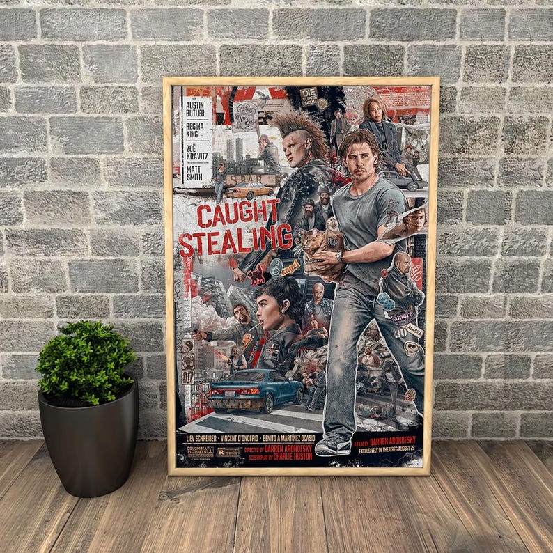Caught Stealing Movie Poster, Unique Cinema Art, Fine Canvas Art Print ...