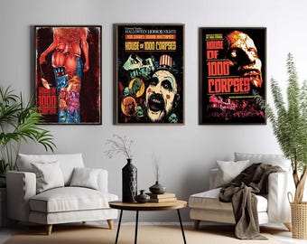 Póster de la película "La Casa de los 1000 Cadáveres", arte cinematográfico único, impresión artística en lienzo, regalo perfecto para cinéfilos y decoración del hogar.